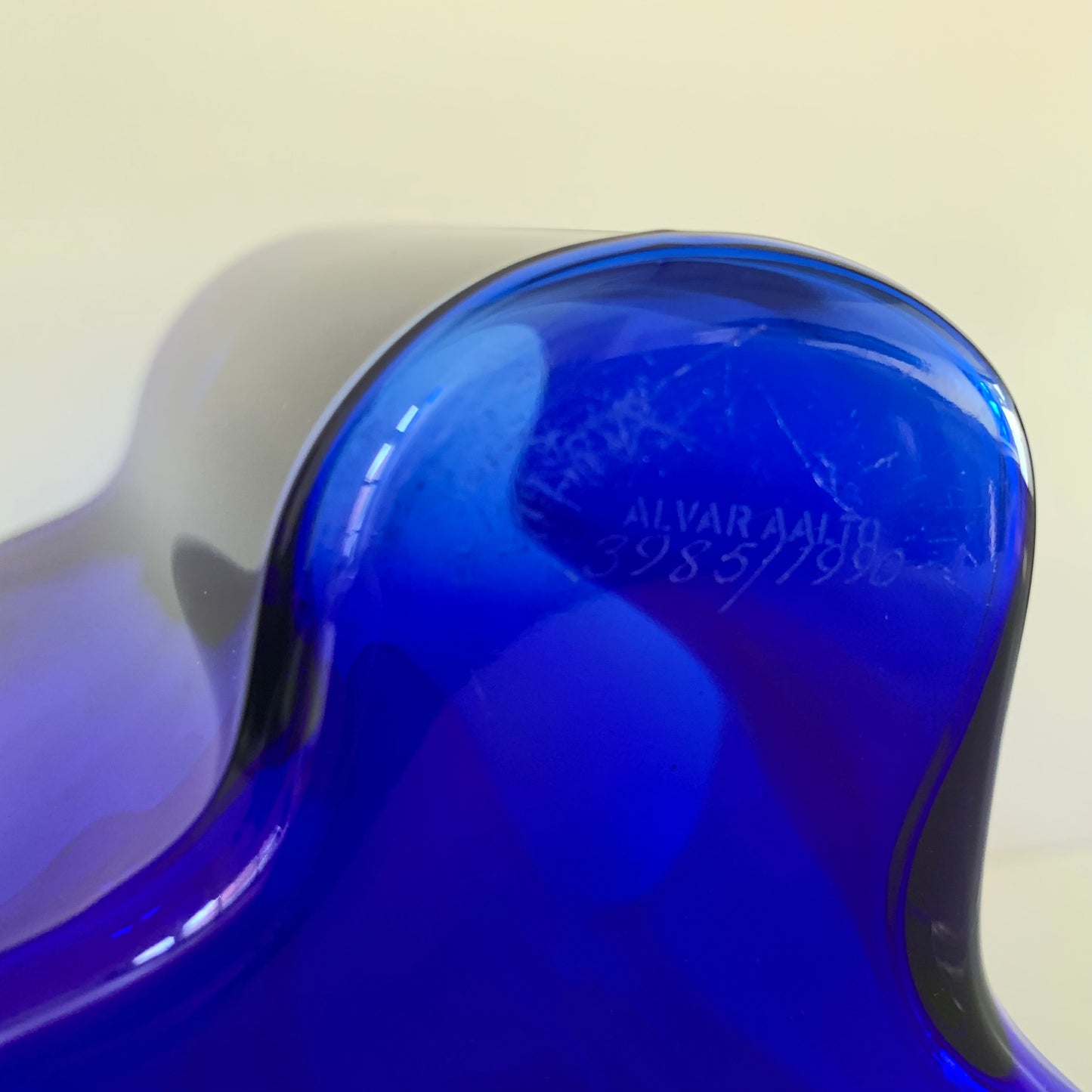Vintage Iittala Alvar Aalto Savoy Blue Glass Vase Limited Edition 120mm