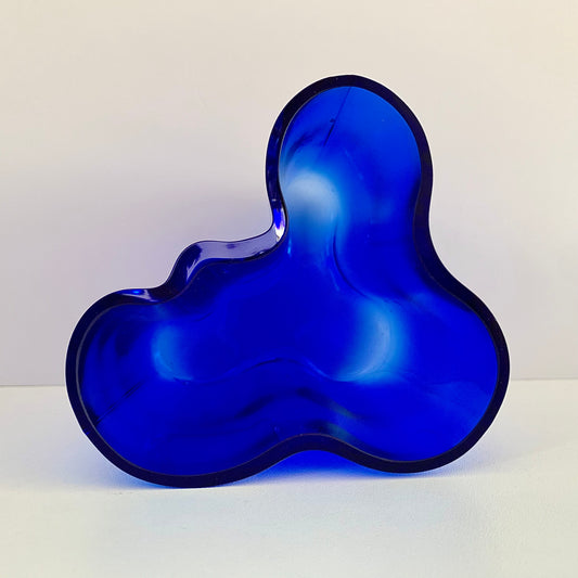 Vintage Iittala Alvar Aalto Savoy Blue Glass Vase Limited 98mm