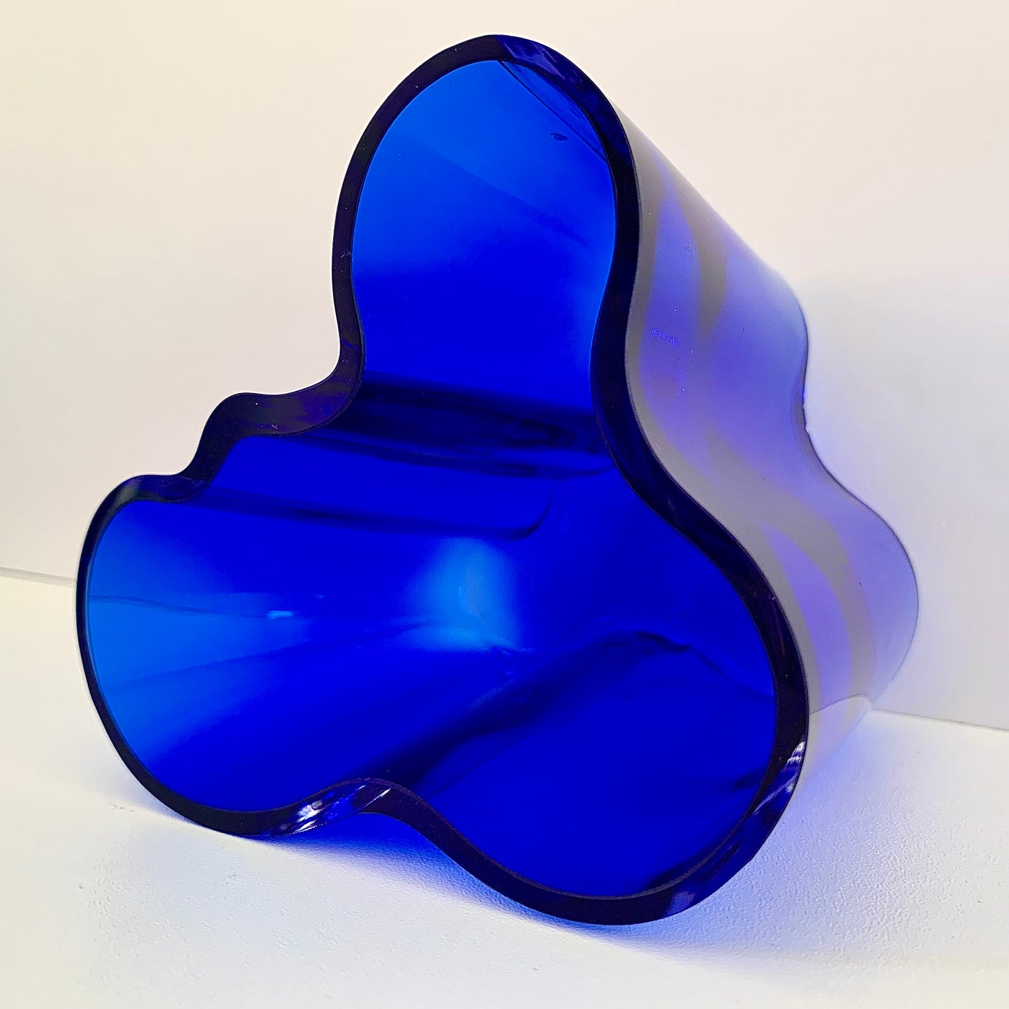 Vintage Iittala Alvar Aalto Savoy Blue Glass Vase Limited 98mm