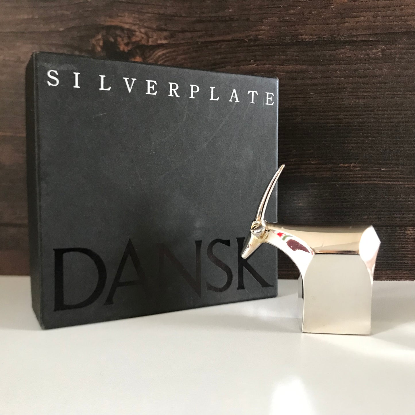 Dansk Silver Boxed Antelope Gazelle Paperweight Danish Designs Office Work Job Presents Retro