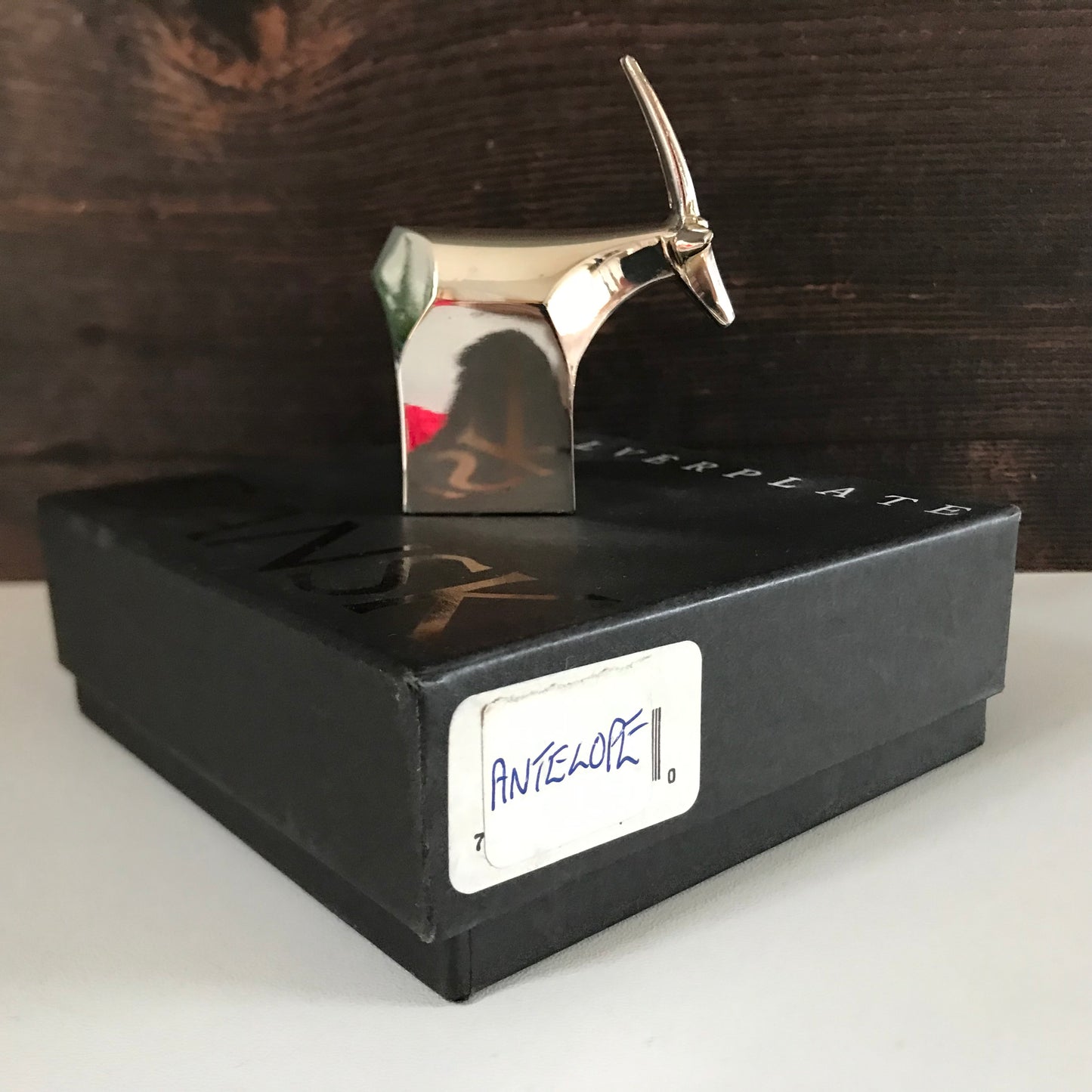 Dansk Silver Boxed Antelope Gazelle Paperweight Danish Designs Office Work Job Presents Retro