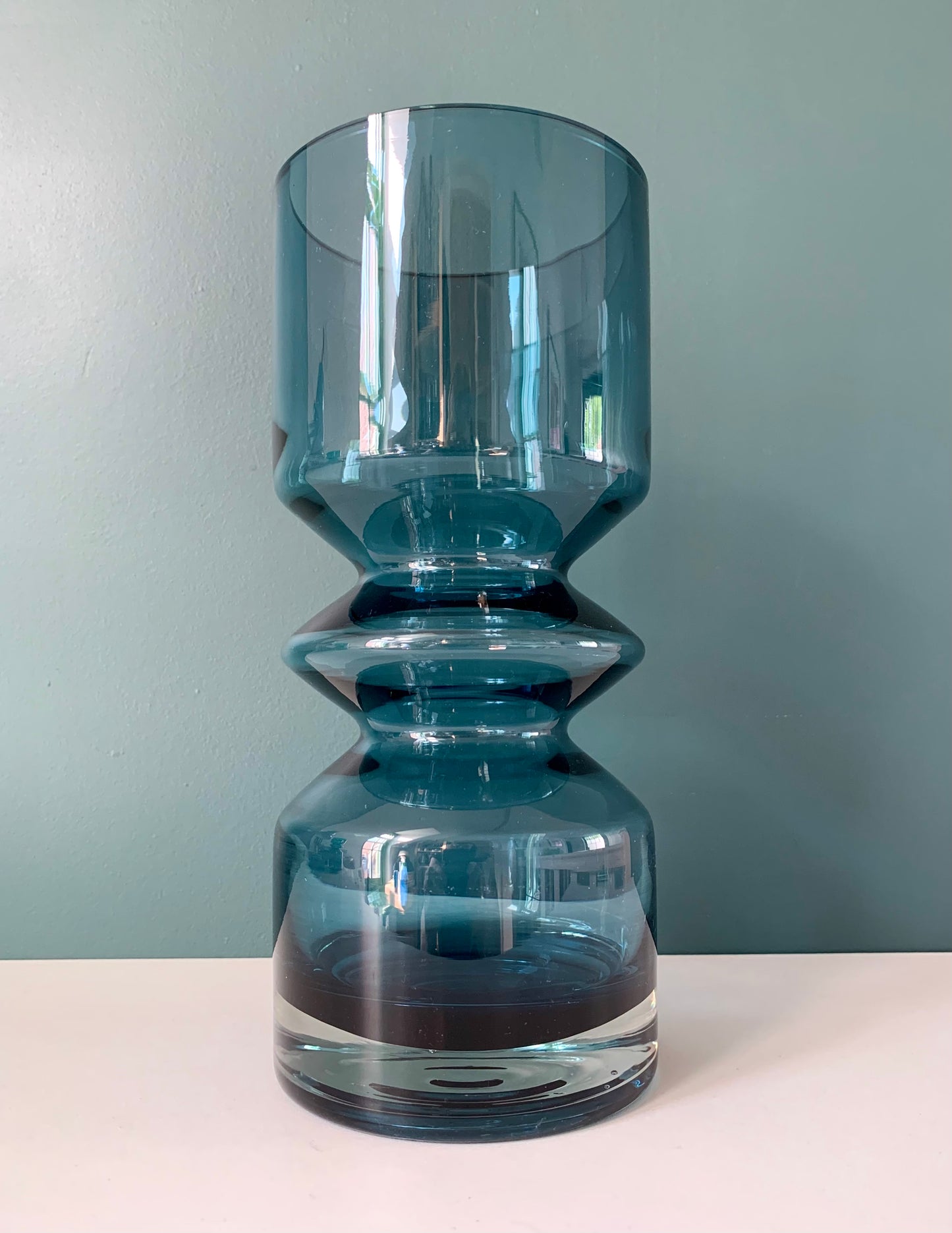 RARE Riihimaki Steel Blue Glass Vase Tamara Aladin 1472 - Large Size