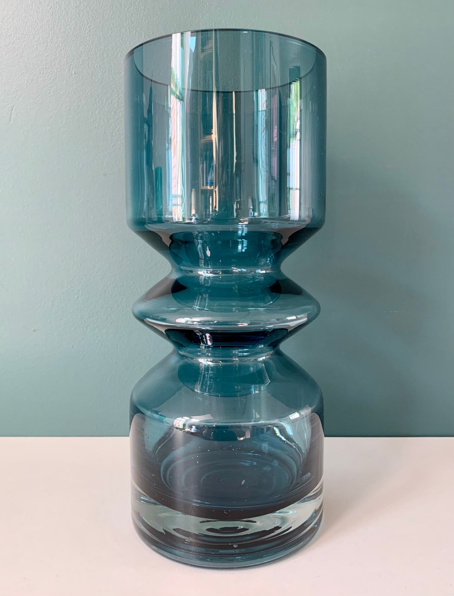 RARE Riihimaki Steel Blue Glass Vase Tamara Aladin 1472 - Large Size