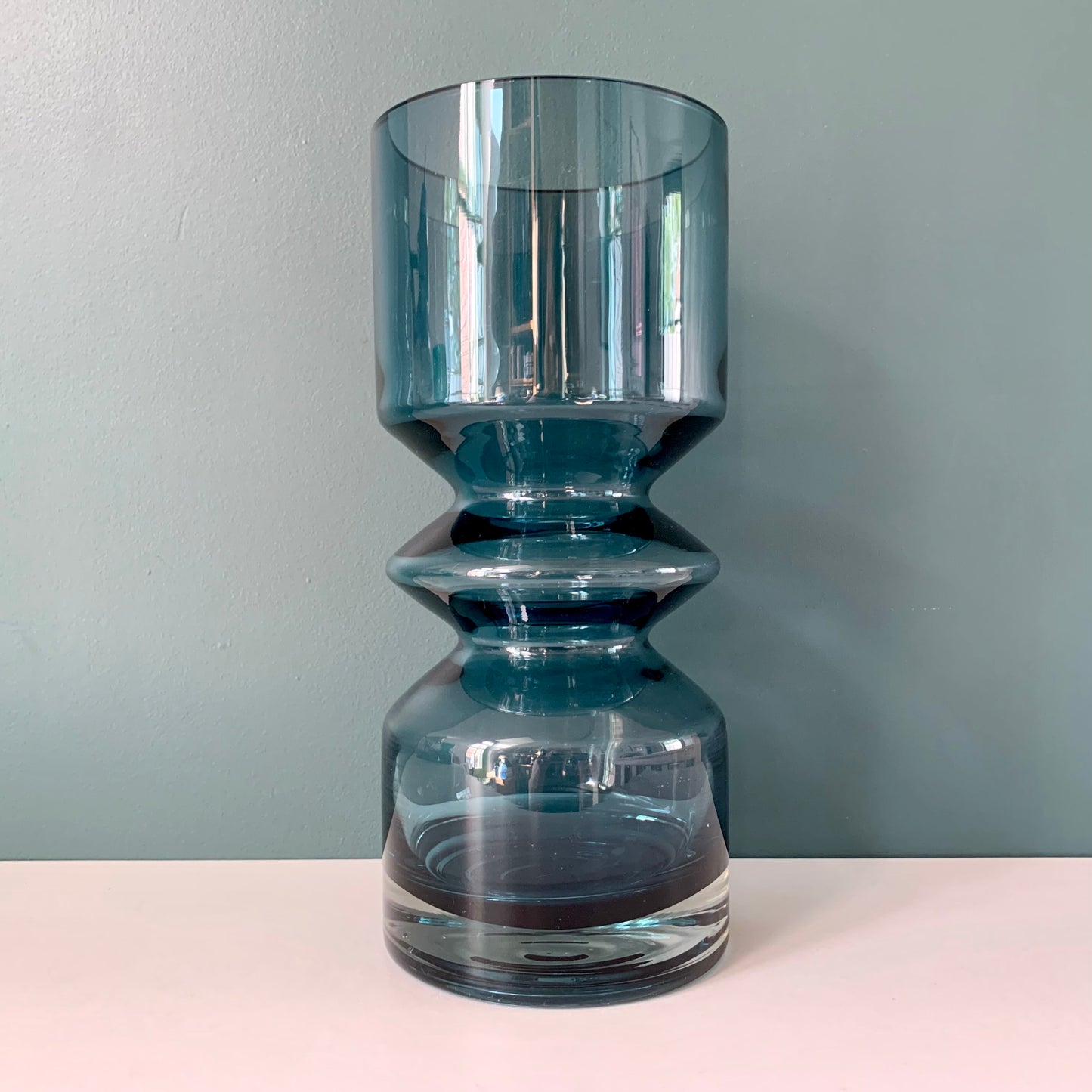 RARE Riihimaki Steel Blue Glass Vase Tamara Aladin 1472 - Large Size