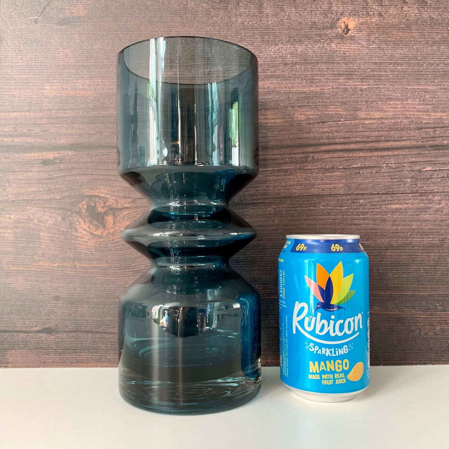 RARE Riihimaki Steel Blue Glass Vase Tamara Aladin 1472 - Large Size