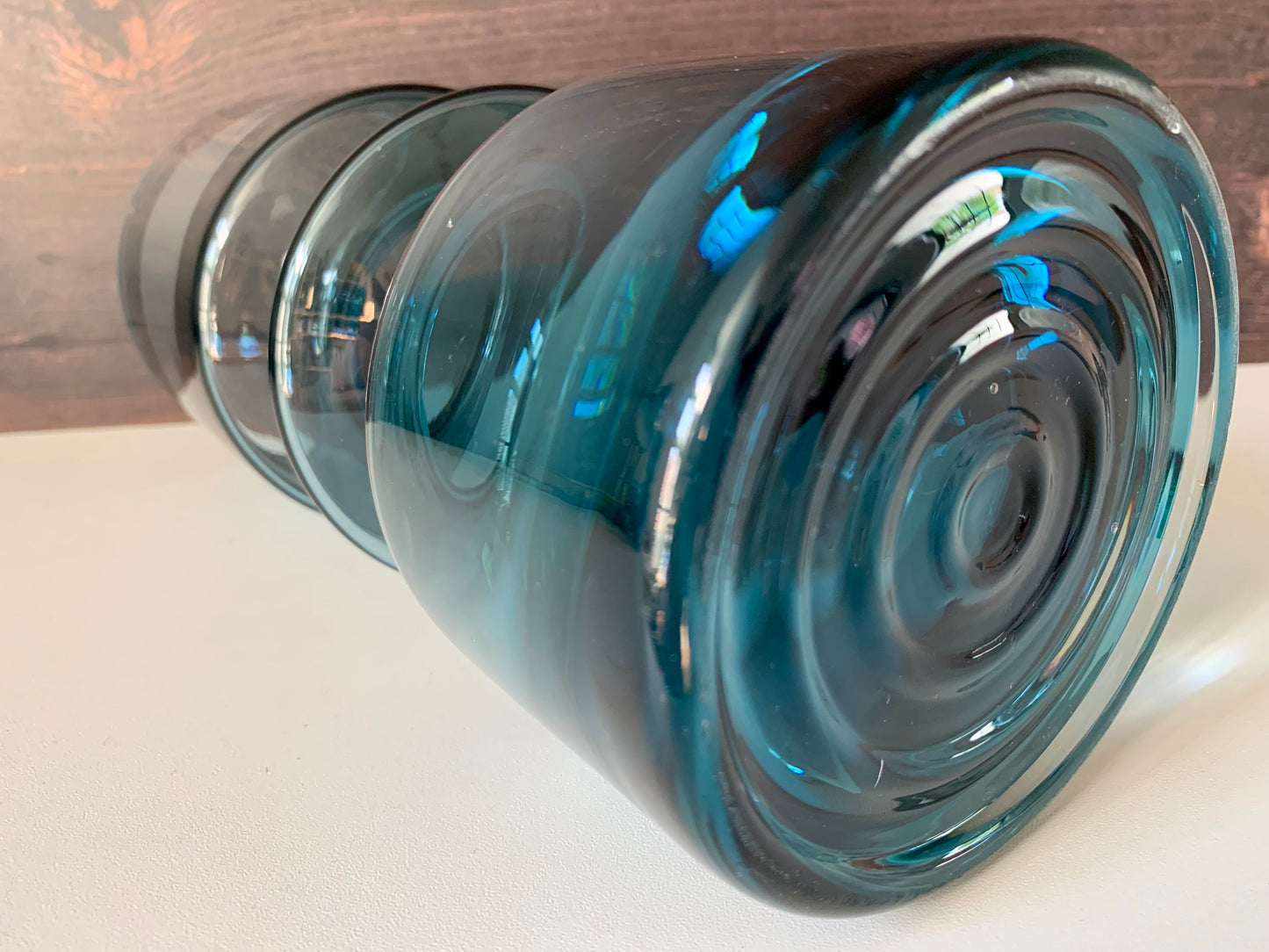 RARE Riihimaki Steel Blue Glass Vase Tamara Aladin 1472 - Large Size