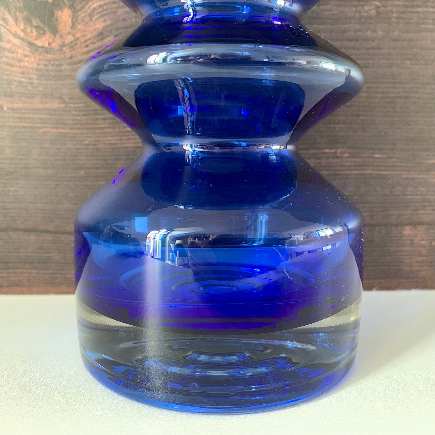 Riihimaki Blue Glass Vase Tamara Aladin 1472 Vintage 1960s 1970s Scandinavian Finnish Retro