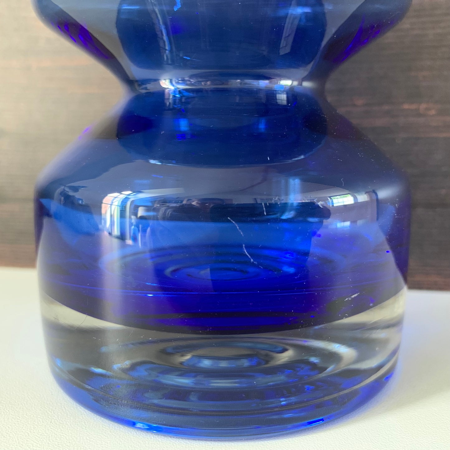 Riihimaki Blue Glass Vase Tamara Aladin 1472 Vintage 1960s 1970s Scandinavian Finnish Retro