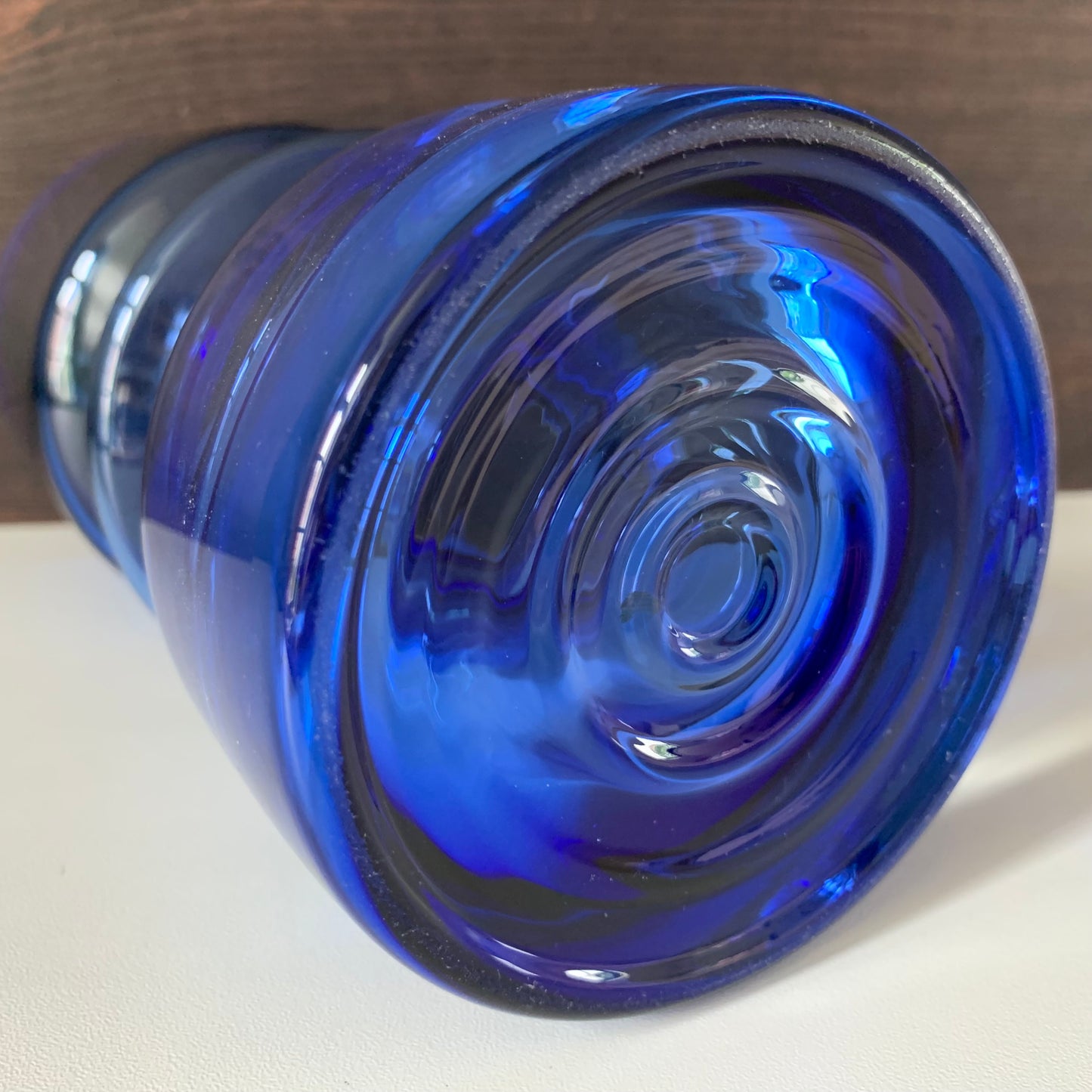 Riihimaki Blue Glass Vase Tamara Aladin 1472 Vintage 1960s 1970s Scandinavian Finnish Retro