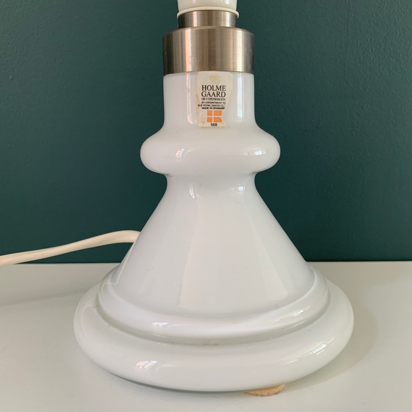 Vintage Holmegaard Royal Copenhagen Carine Danish White Glass Table Lamp
