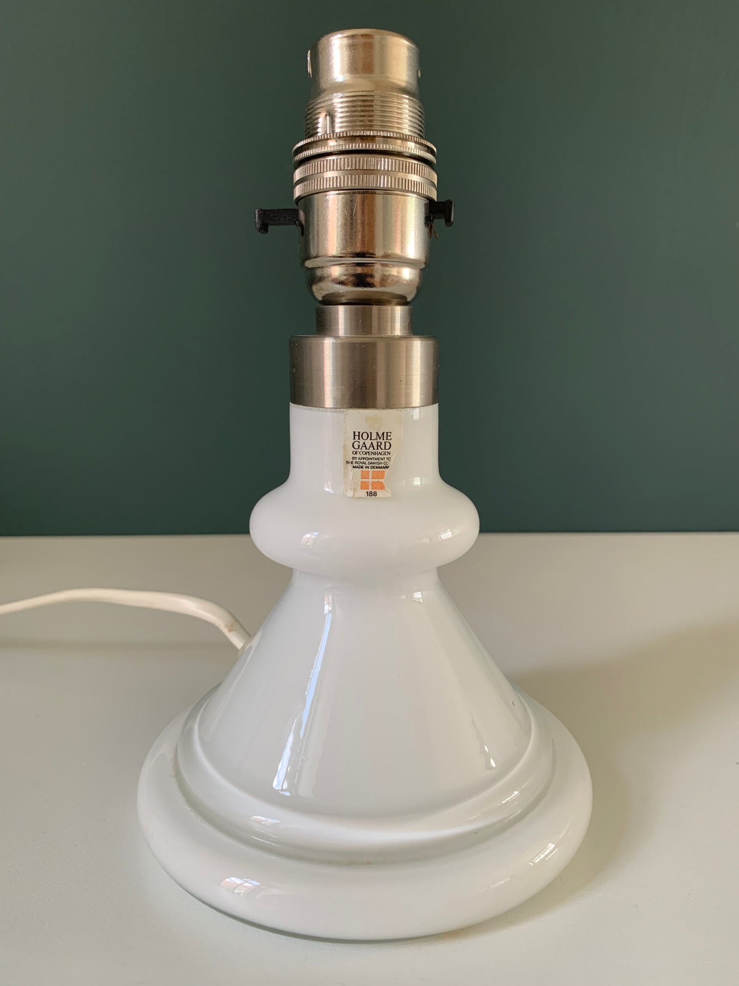 Vintage Holmegaard Royal Copenhagen Carine Danish White Glass Table Lamp