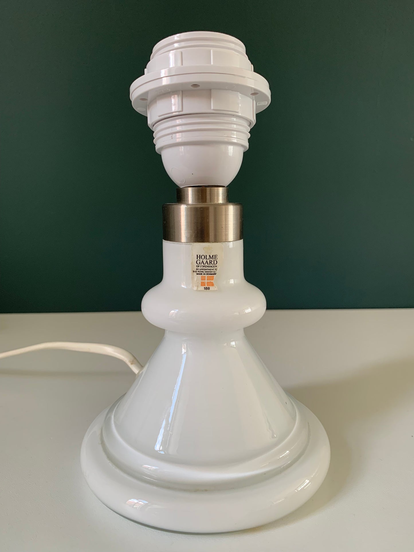 Vintage Holmegaard Royal Copenhagen Carine Danish White Glass Table Lamp