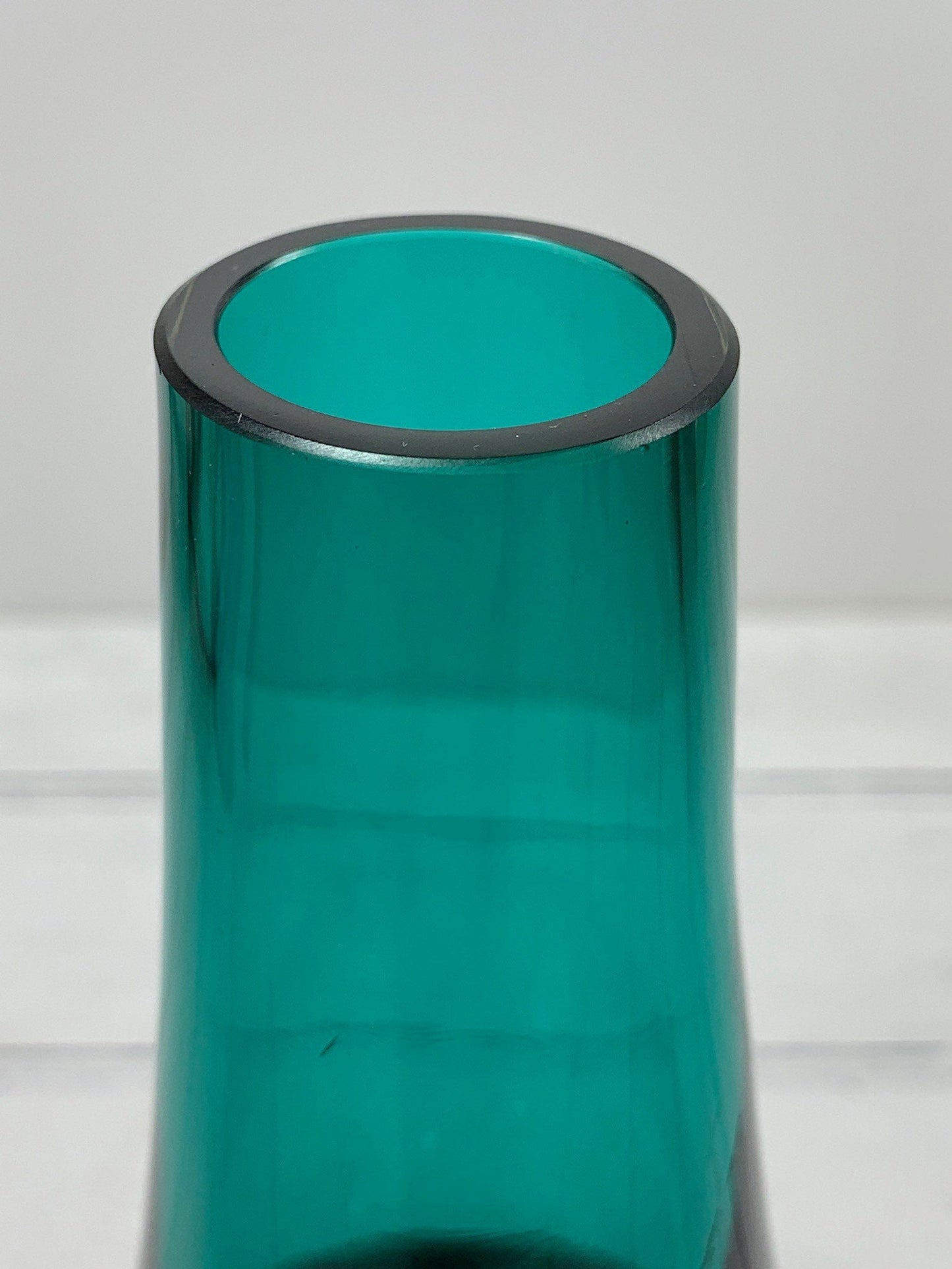 Riihimaki Turquoise Aqua Green Glass Vase Rocket 1960s 1970s Vintage Scandinavian Finnish Retro Present Emerald Gifts