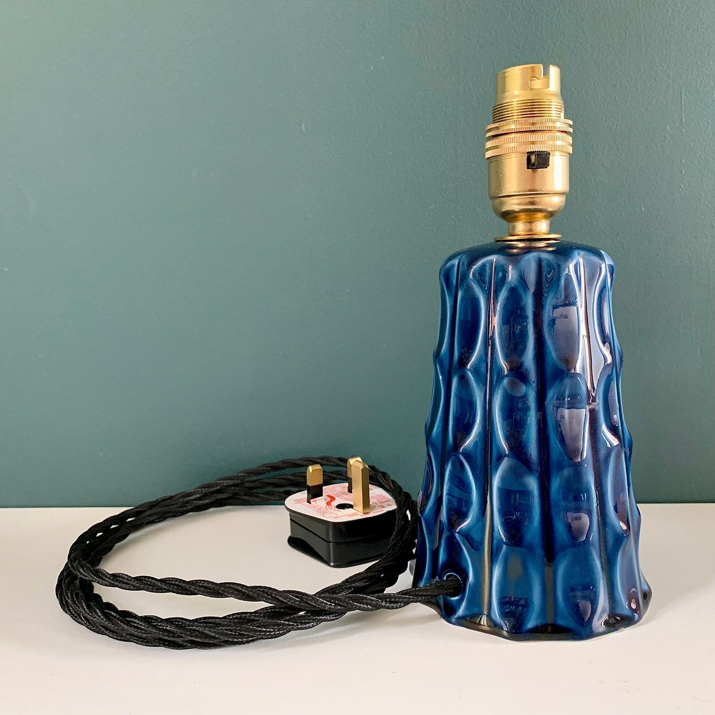 Soholm Danish Petrol Blue Table Lamp Vintage 1970s Retro Scandi Light