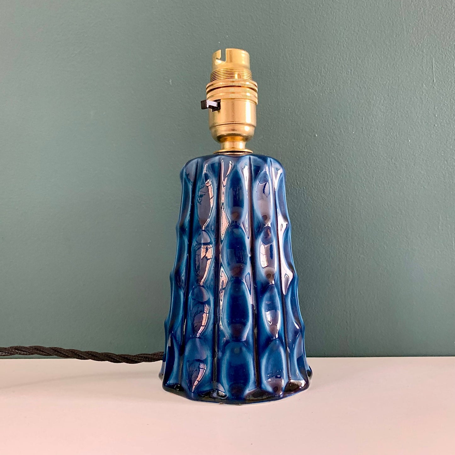 Soholm Danish Petrol Blue Table Lamp Vintage 1970s Retro Scandi Light