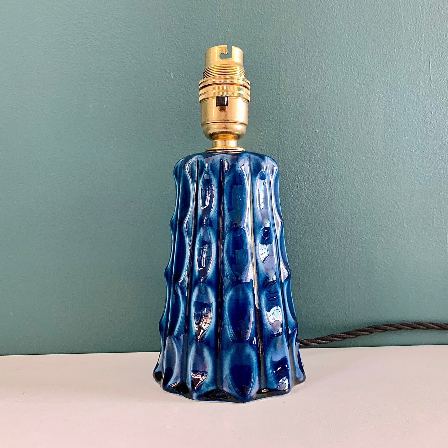 Soholm Danish Petrol Blue Table Lamp Vintage 1970s Retro Scandi Light