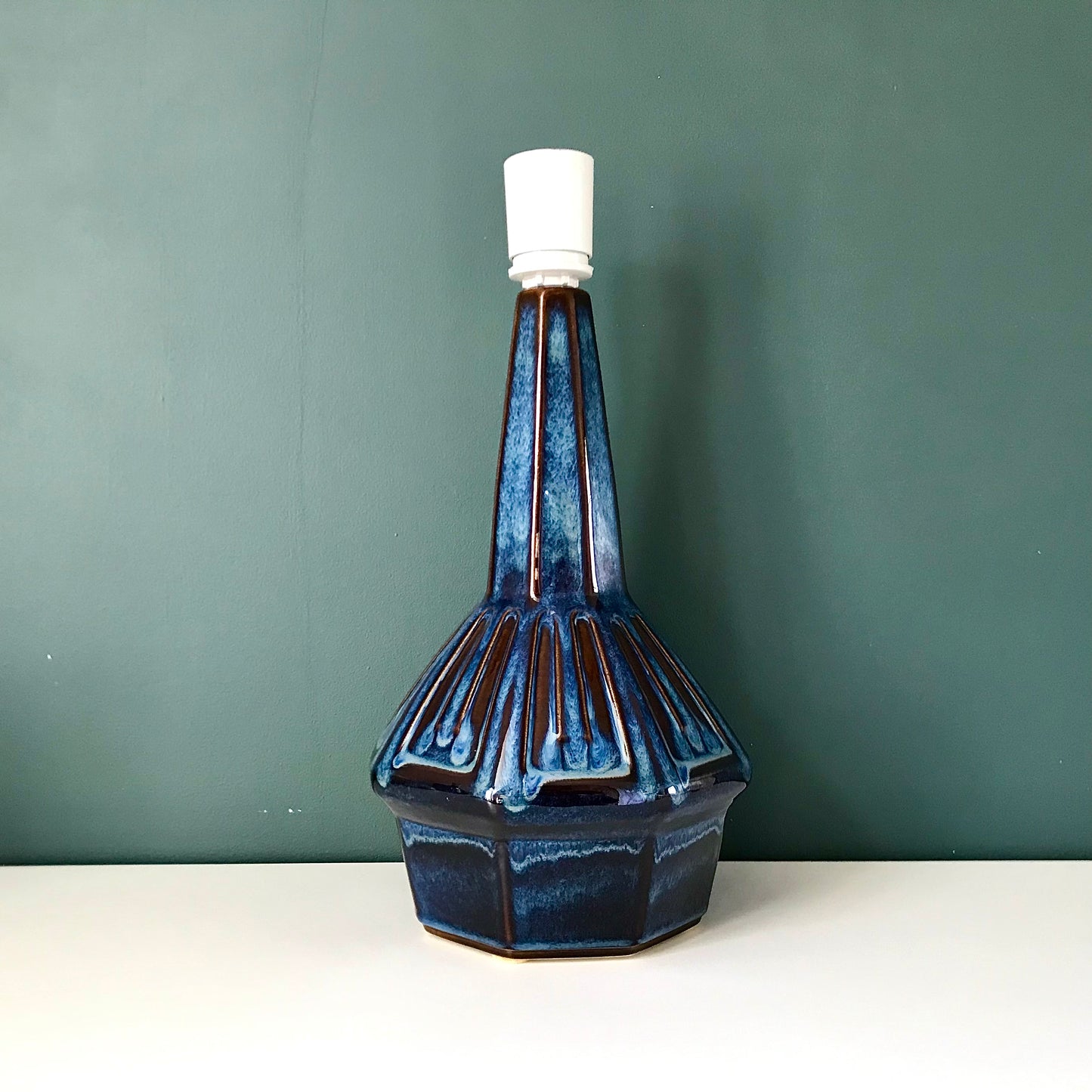 Soholm Pottery Mid Blue Danish Table Lamp 1960s Retro Scandinavian Light 1055