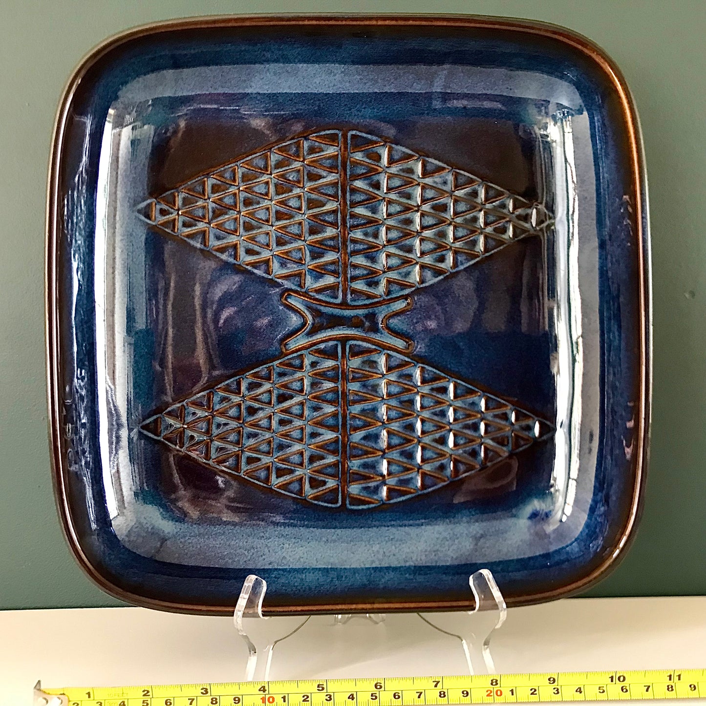LARGE Soholm Pottery Danish Blue Ceramic Dish 1960s 1970s Fruit Bowl 3333