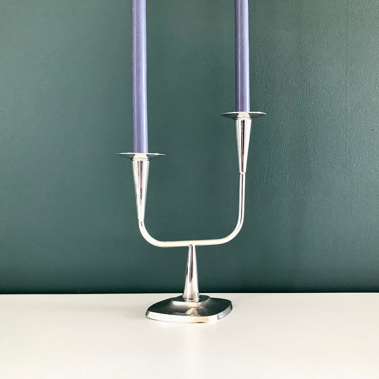 Vintage Danish Silver Candle Holder Candleabra Modernist 1950s 1960s Berg