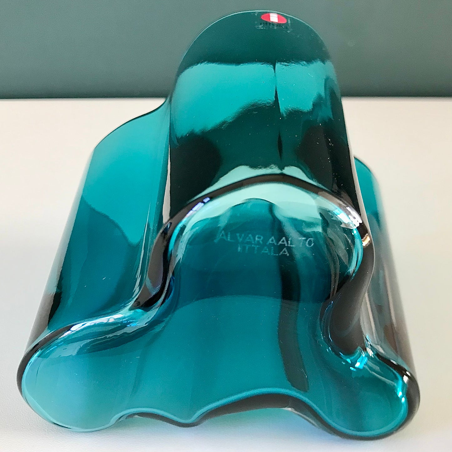Boxed Iittala Alvar Aalto Savoy Petrol Blue Glass Vase Scandinavian Iconic Design