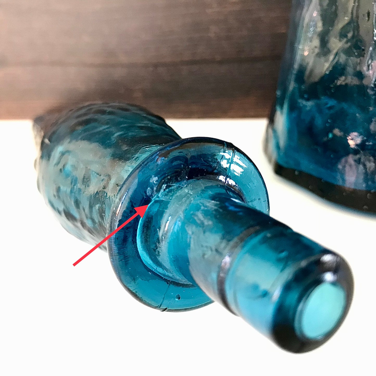 Empoli Italian Teal Blue Glass Genie Bottle 1950s 1960s
