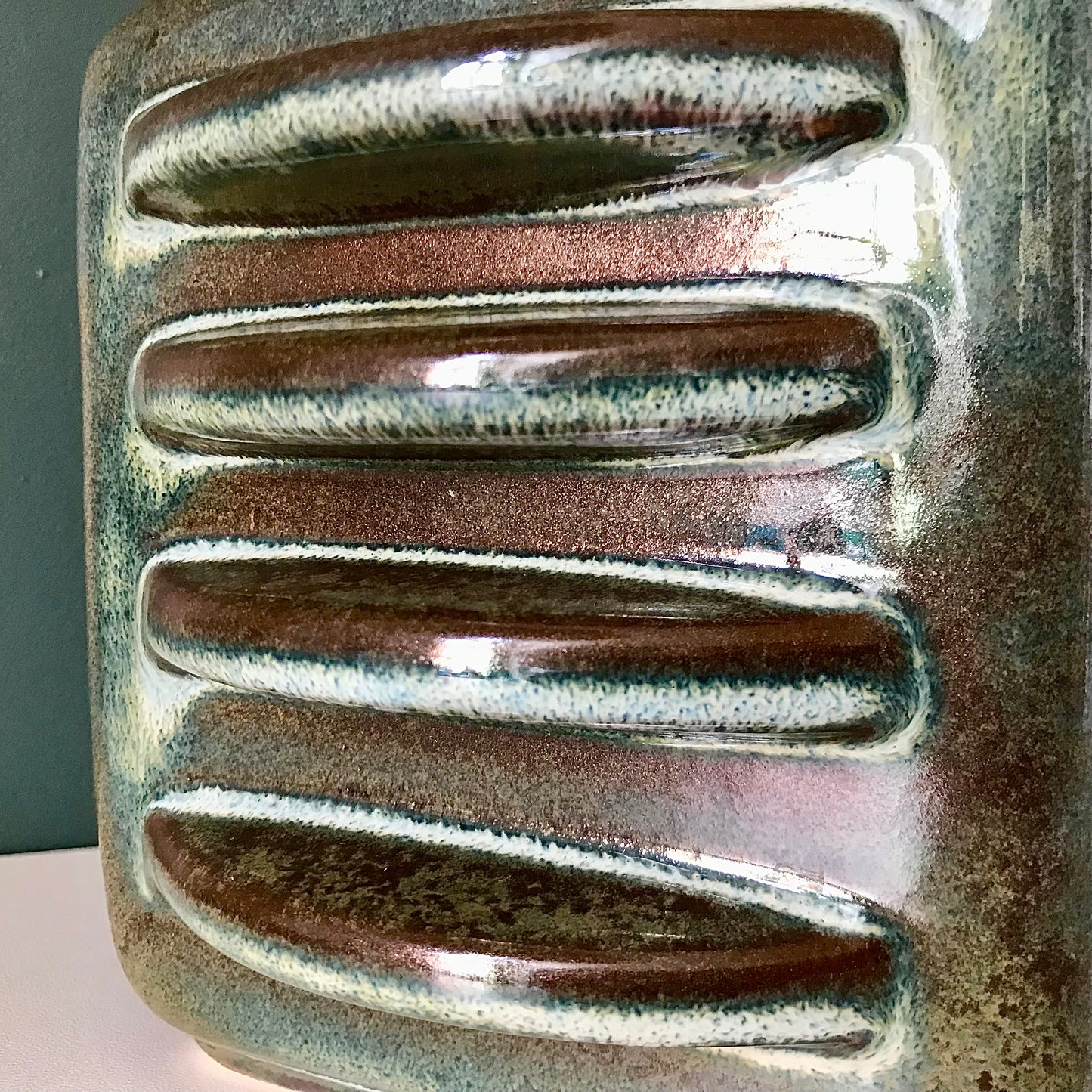 RESERVED HUGE Soholm Blue Green Danish Vase 1960s Pottery Retro Scandinavian 3407