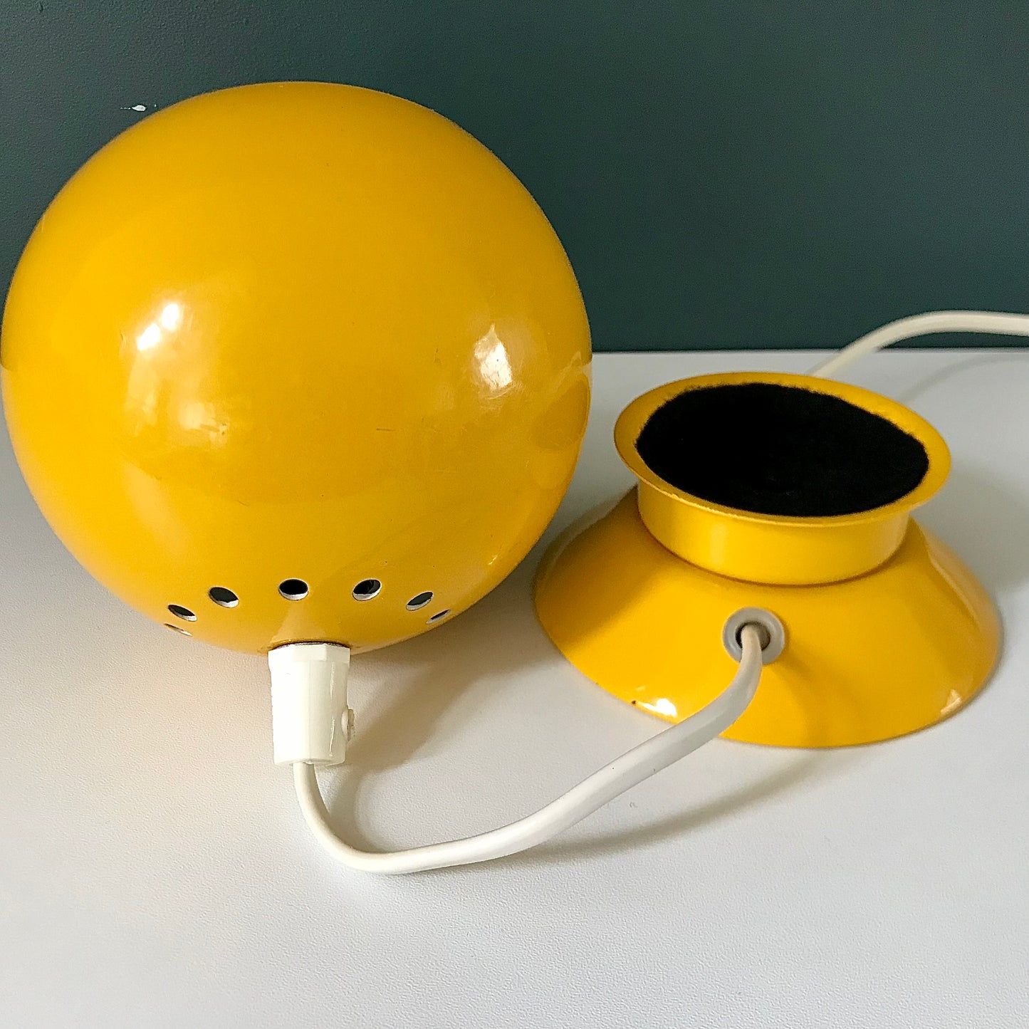Danish Frandsen Yellow Ball Table Lamp 1970s Retro Light Atomic Era