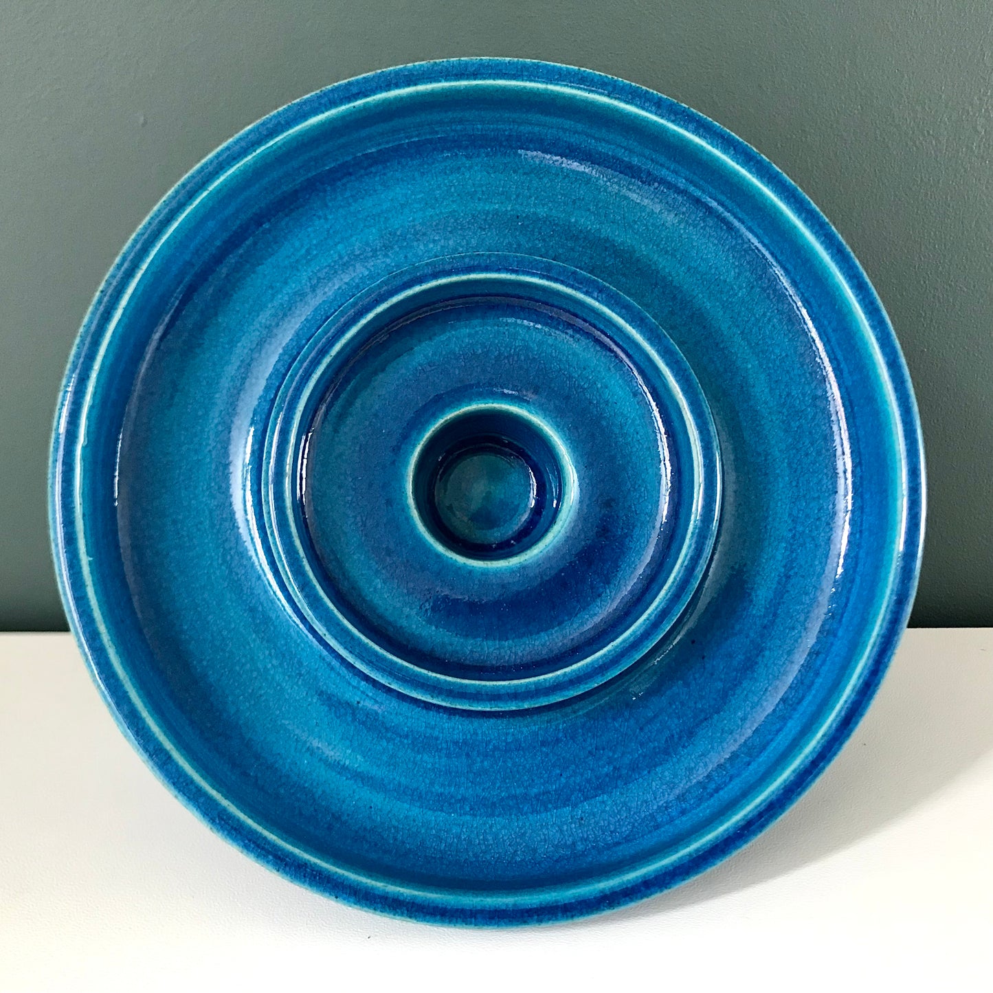 Kahler Danish Pottery Turquoise Blue Ceramic Candle Holder 1960s 1970s