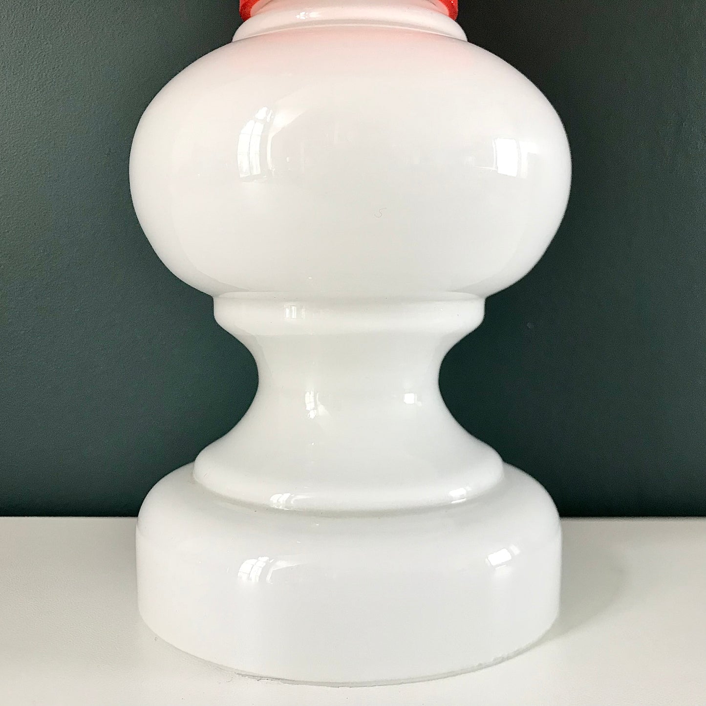 Danish Orange Hooped Glass Table Lamp Atomic Era 1960s 1970s Retro Vintage