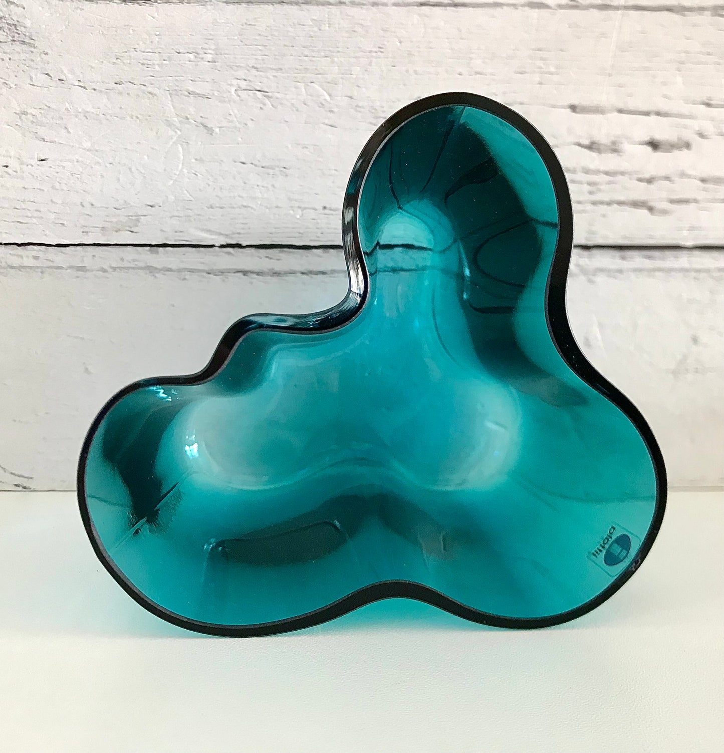 Boxed Iittala Alvar Aalto Savoy Petrol Blue Glass Vase Scandinavian Iconic Design