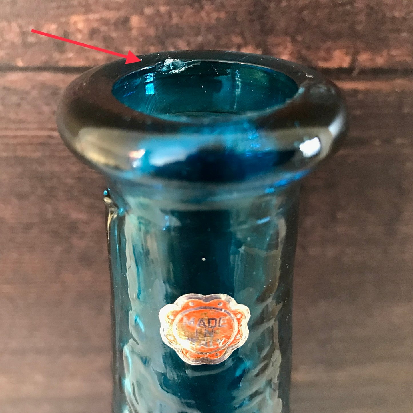 Empoli Italian Teal Blue Glass Genie Bottle 1950s 1960s