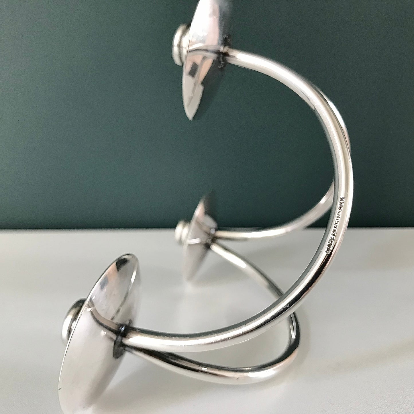 Vintage Danish Silver Candle Holder Candleabra 3 Prong Modernist 1950s 1960s