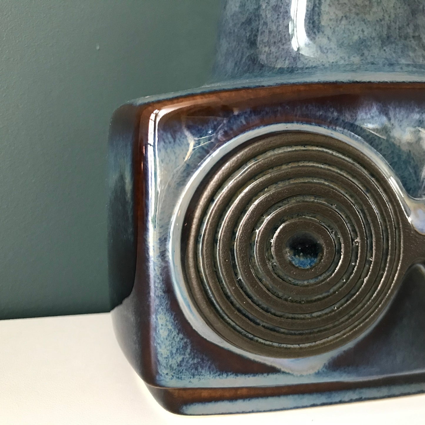 Soholm Blue Danish Ceramic Table Lamp Vintage 1960s Retro Scandinavian Light 1095