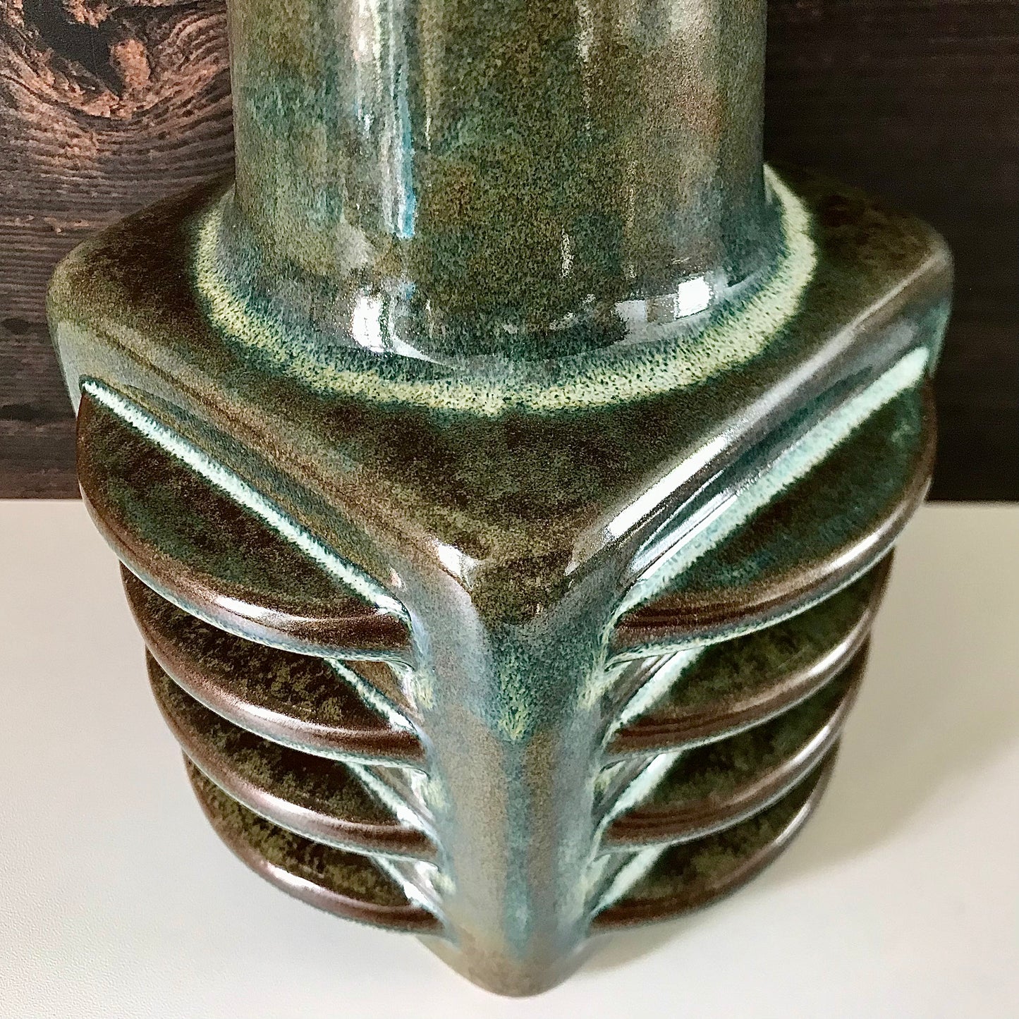 RESERVED HUGE Soholm Blue Green Danish Vase 1960s Pottery Retro Scandinavian 3407