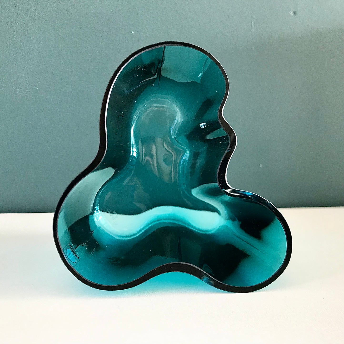 Boxed Iittala Alvar Aalto Savoy Petrol Blue Glass Vase Scandinavian Iconic Design