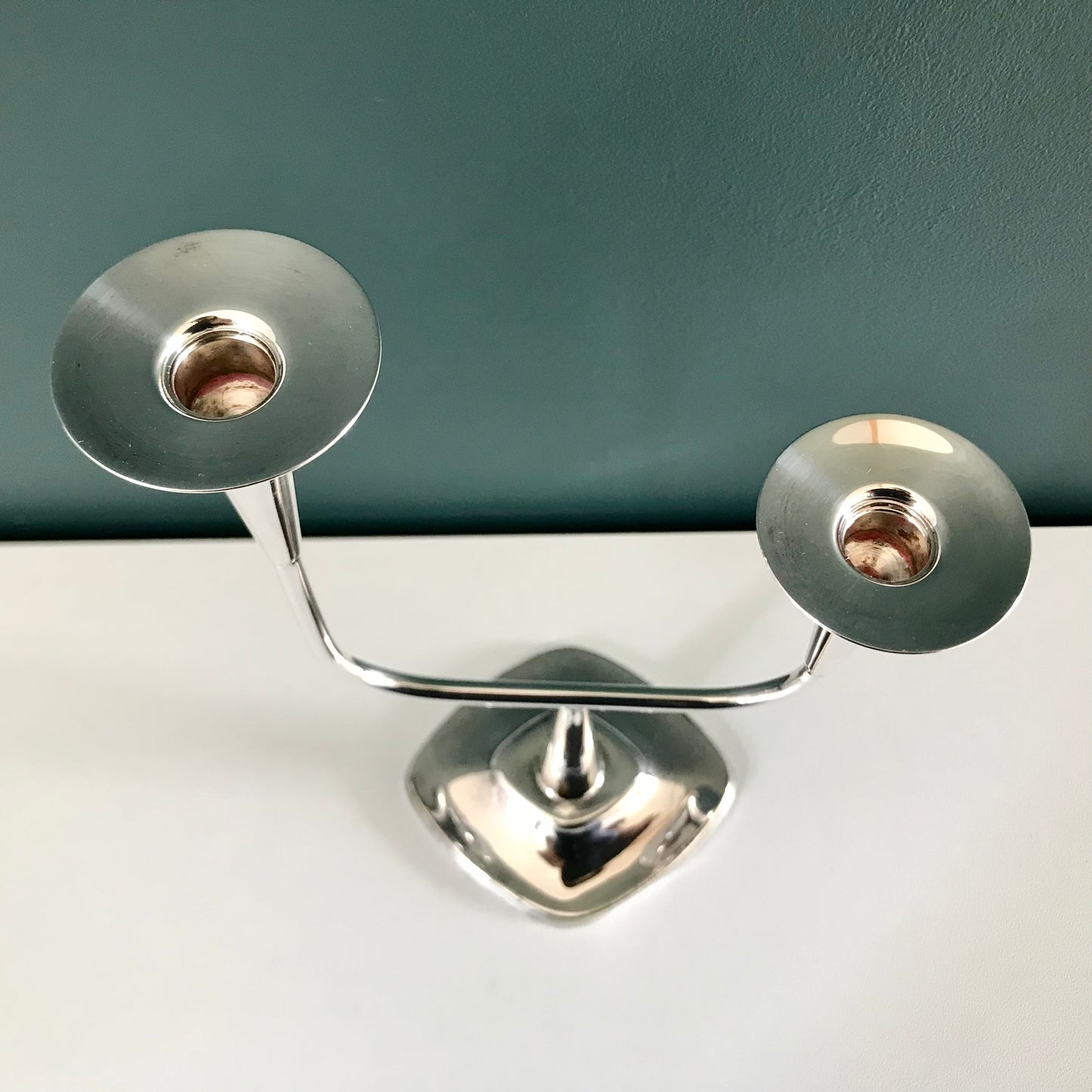 Vintage Danish Silver Candle Holder Candleabra Modernist 1950s 1960s Berg