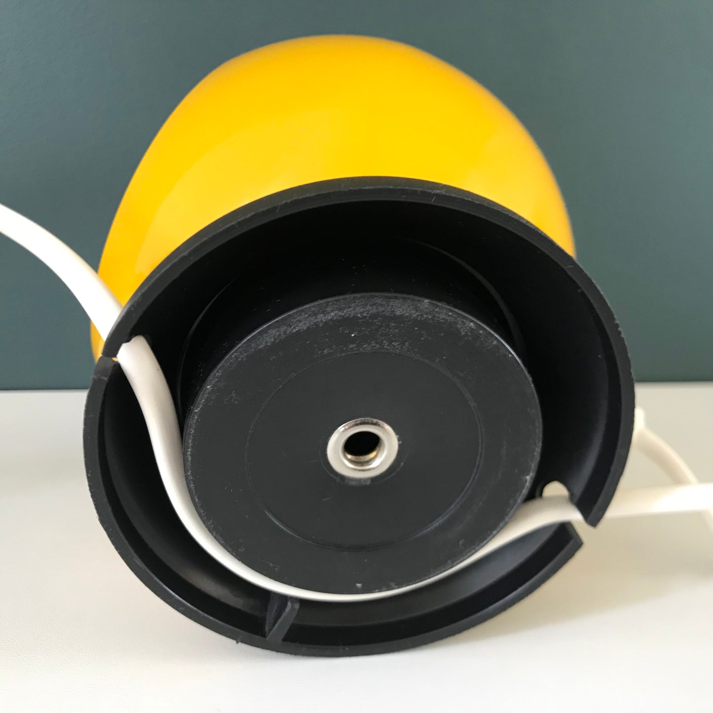 Danish Frandsen Yellow Ball Table Lamp 1970s Retro Light Atomic Era