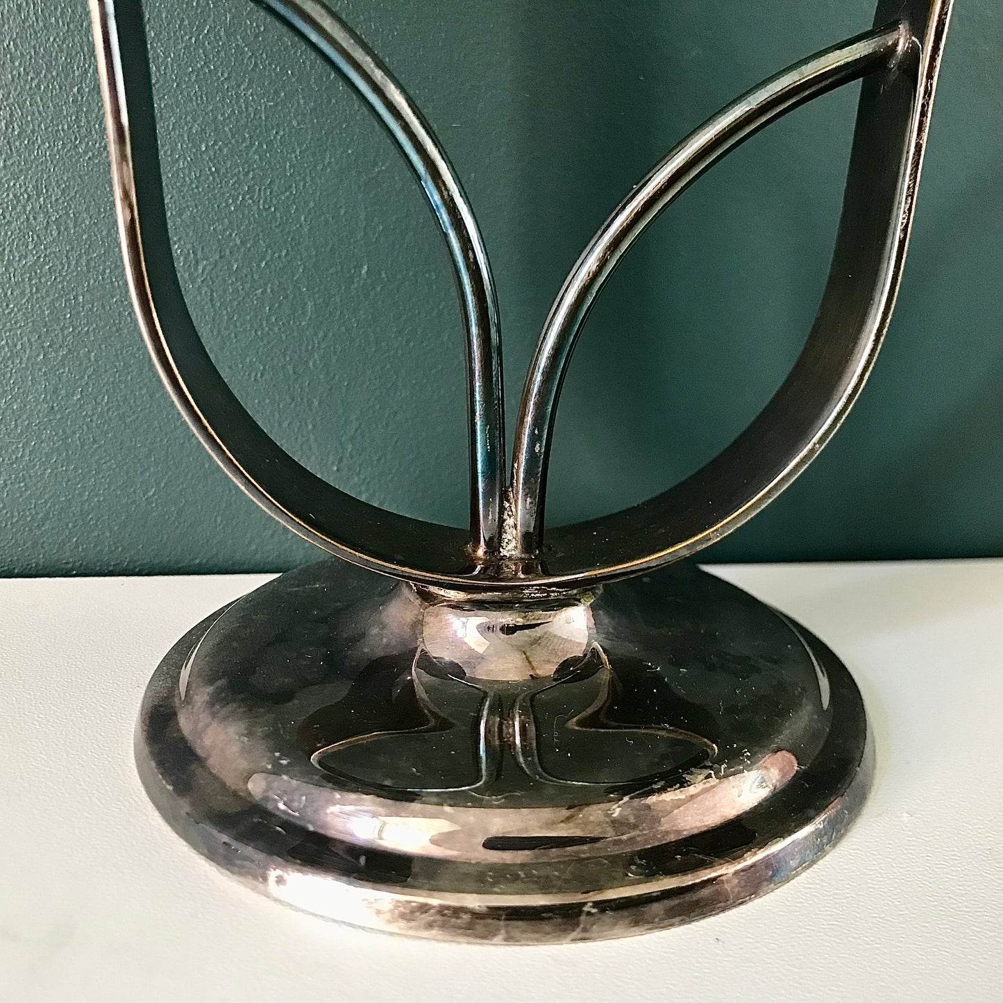 Vintage Danish Berg Silver Candle Holder Candleabra Modernist 1950s 1960s Asymmetric