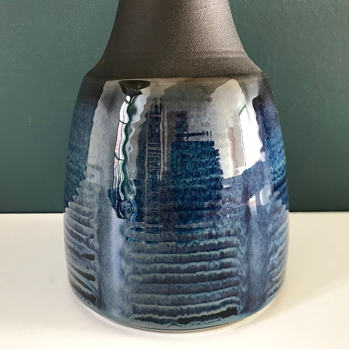 Soholm Pottery Blue Danish Table Lamp Vintage 1960s Retro 1040