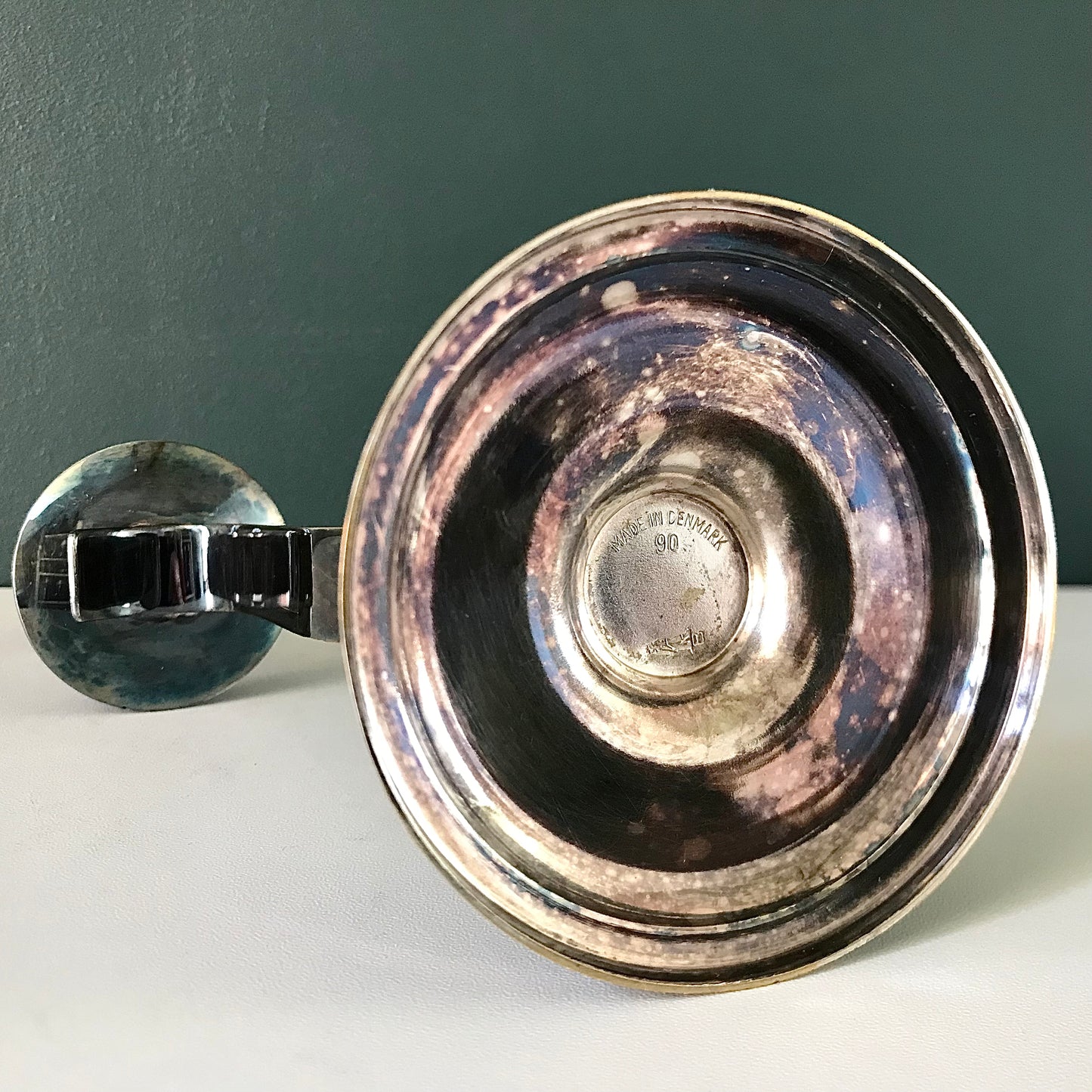 Vintage Danish Berg Silver Candle Holder Candleabra Modernist 1950s 1960s Asymmetric
