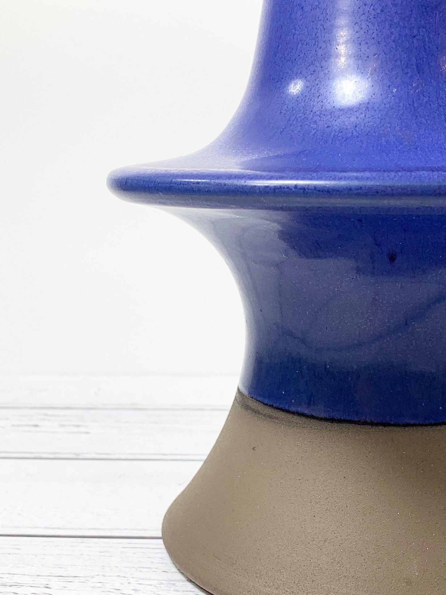 Danish Haresfur Pottery Blue UFO Table Lamp Palshus Ceramic Vintage Scandinavian Lighting Retro Atomic Era Design - Scandiwegians