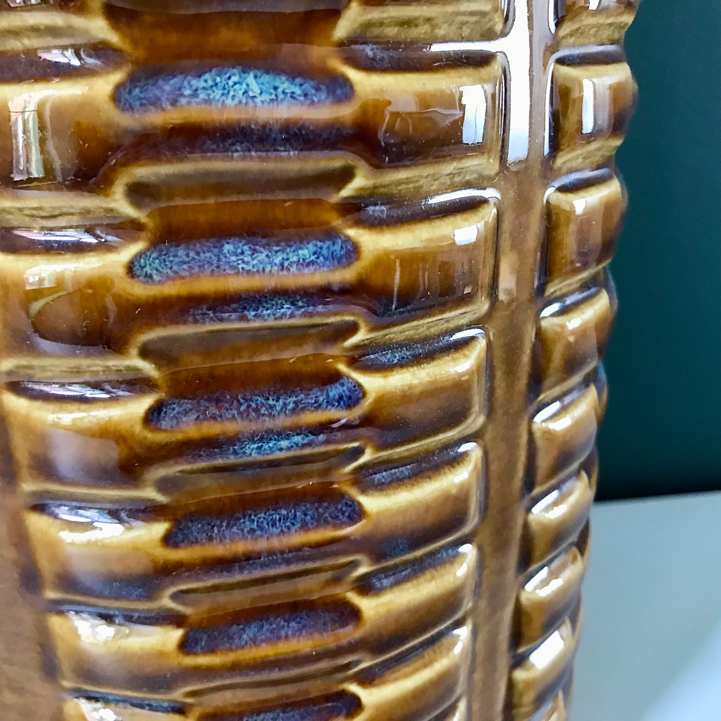 HUGE Soholm Pottery Amber Purple Danish Table Lamp 1960s Retro Scandinavian Light 1023
