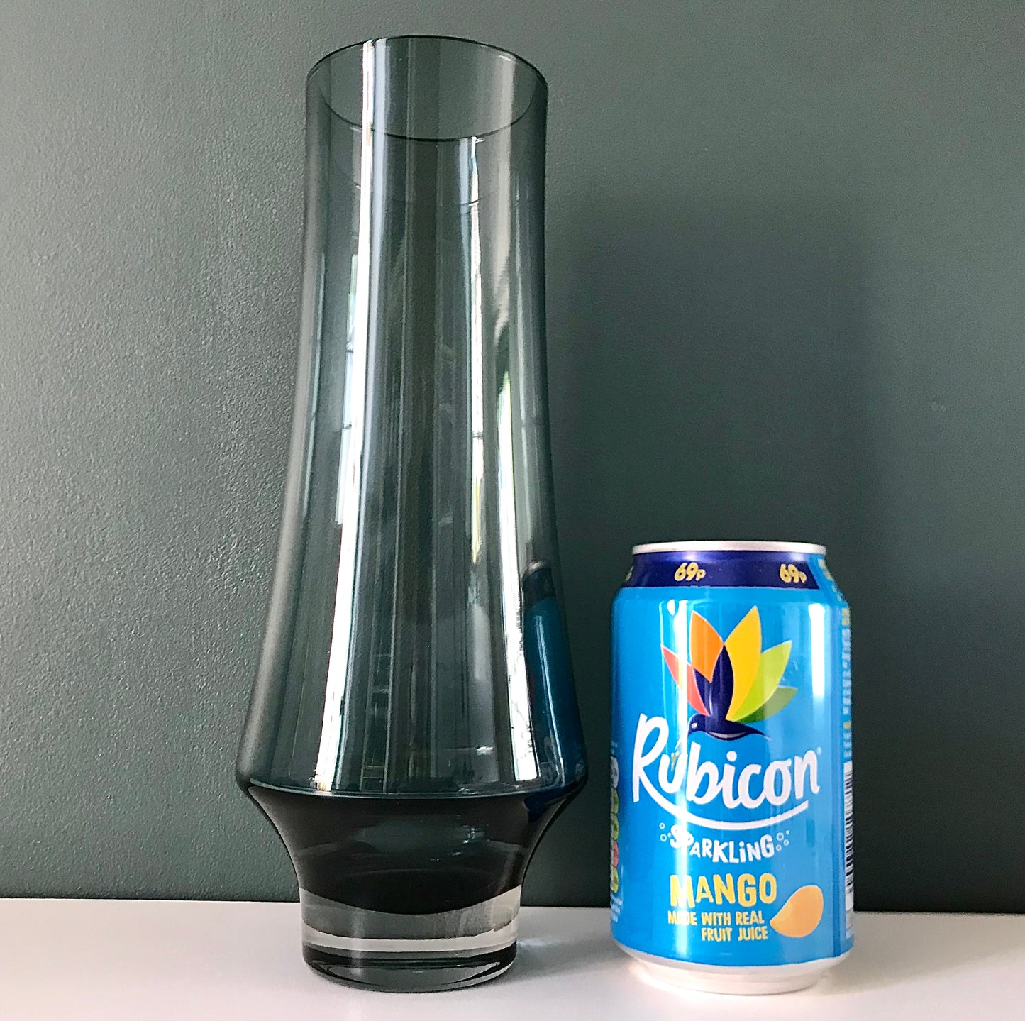 Riihimaki Finnish Steel Blue Glass Vase 1960s 1970s