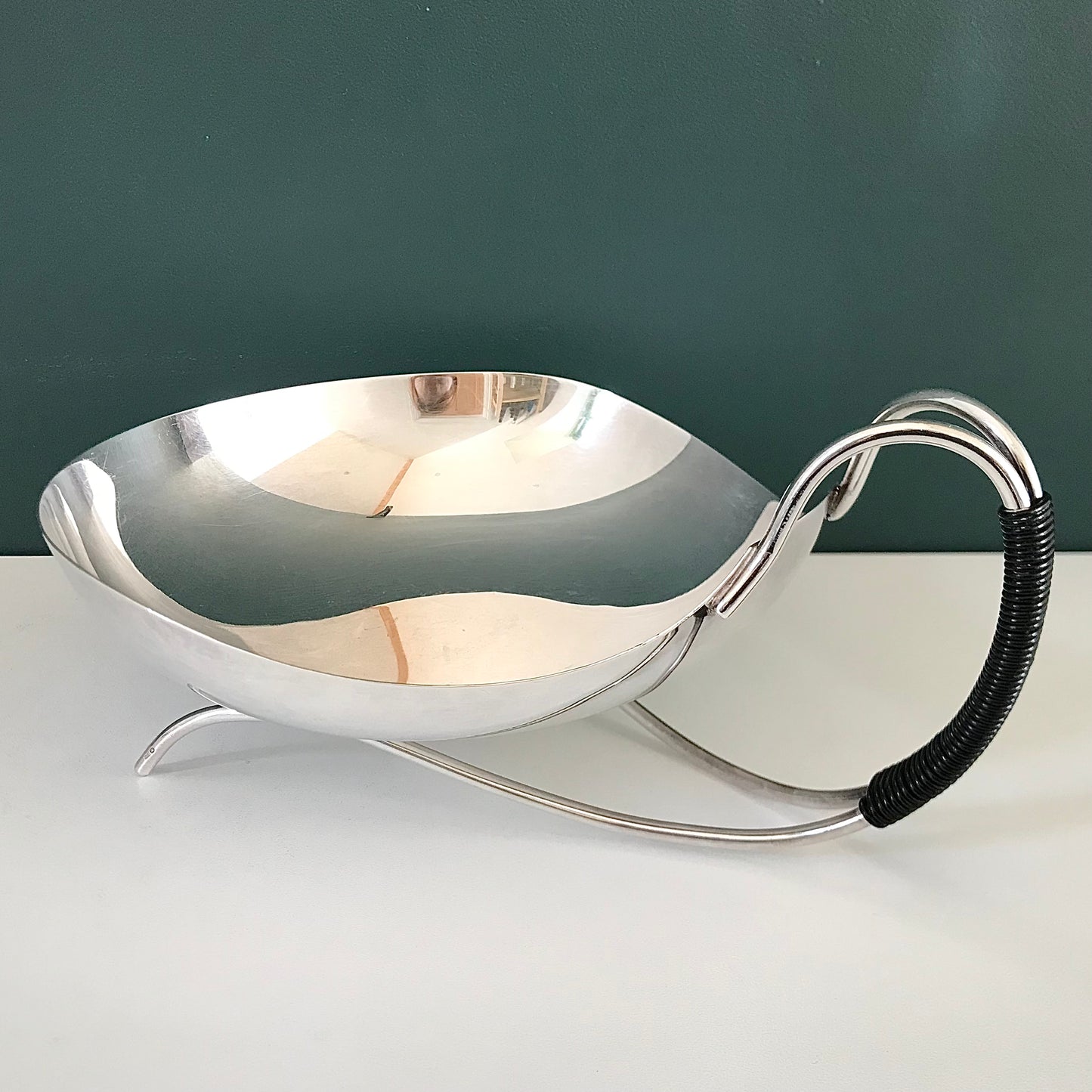 Vintage Deco Style Danish Silver Rattan Dish