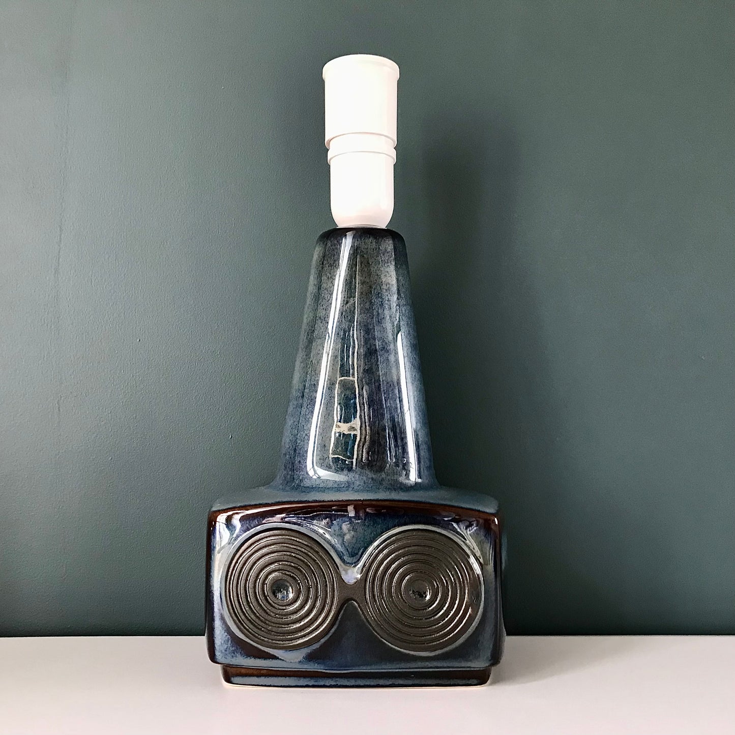 Soholm Blue Danish Ceramic Table Lamp Vintage 1960s Retro Scandinavian Light 1095