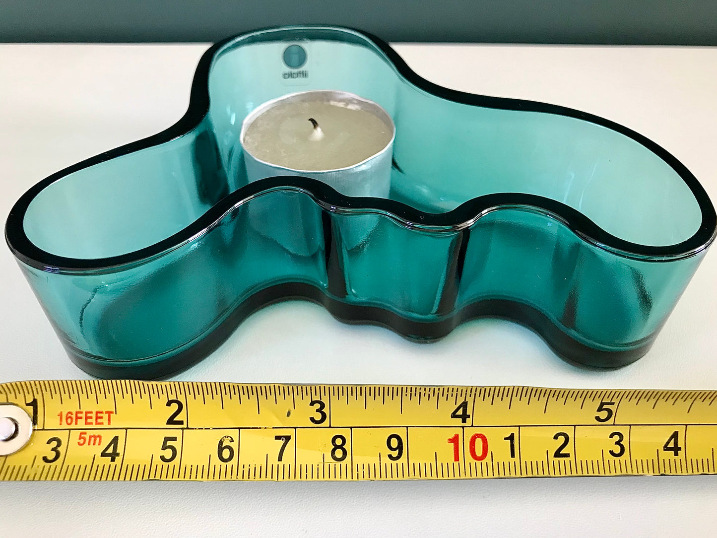 Boxed Iittala Alvar Aalto Savoy Petrol Blue Glass Dish 136mm Scandinavian Iconic Design