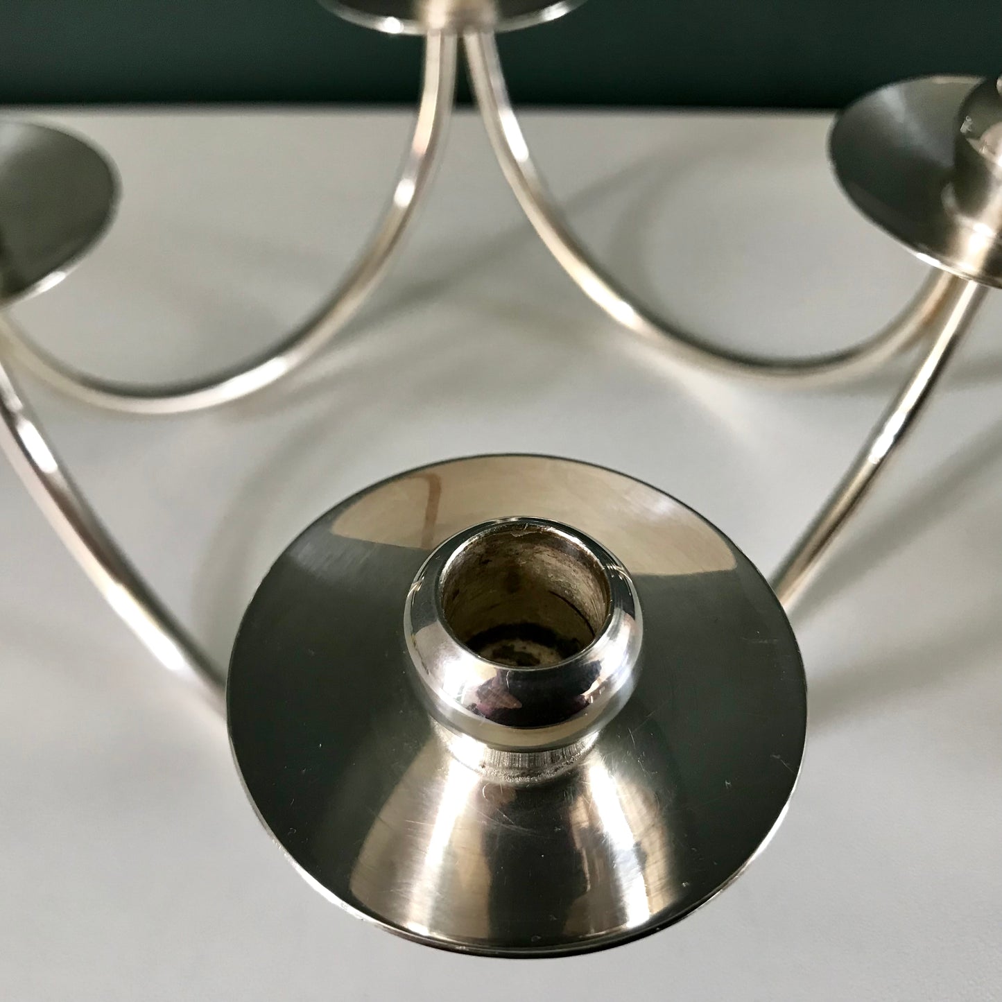 Vintage Danish Silver Candle Holder Candleabra Modernist 1950s 1960s Berg