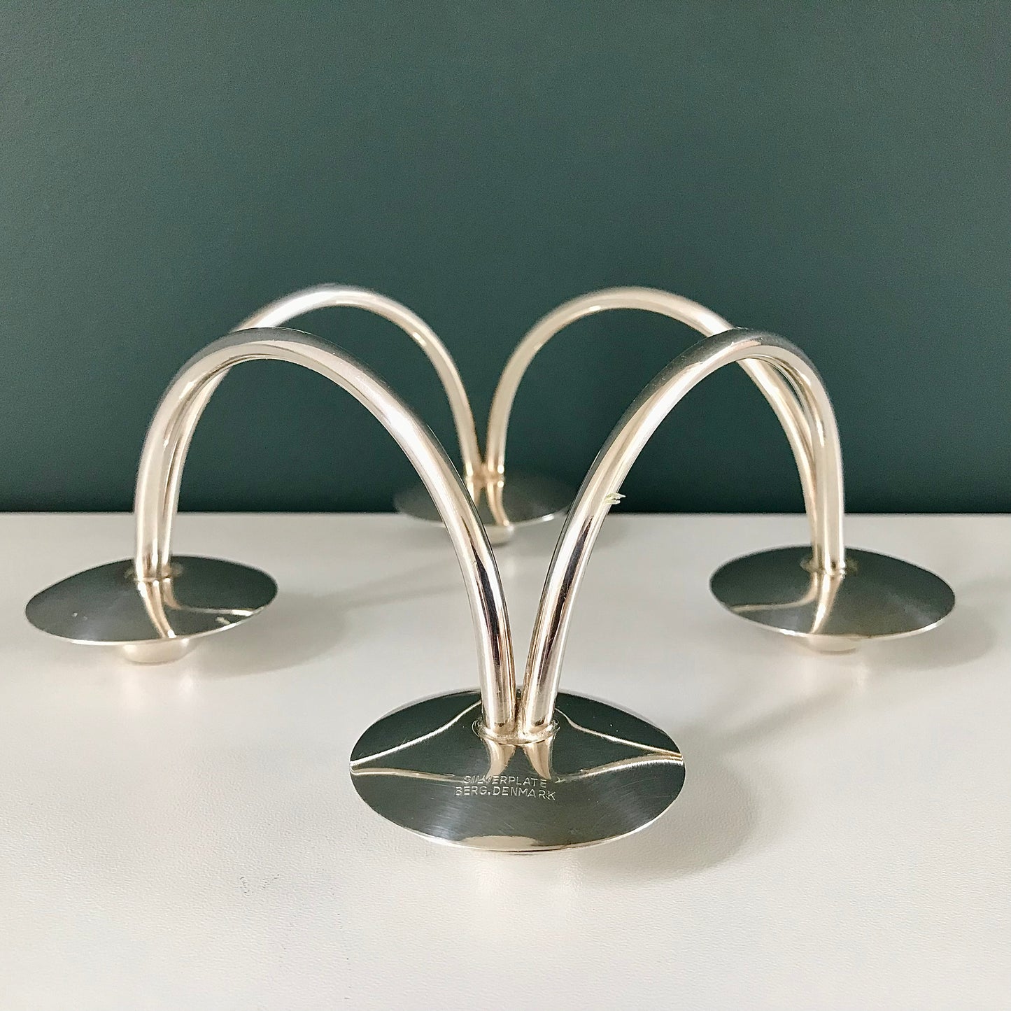 Vintage Danish Silver Candle Holder Candleabra Modernist 1950s 1960s Berg