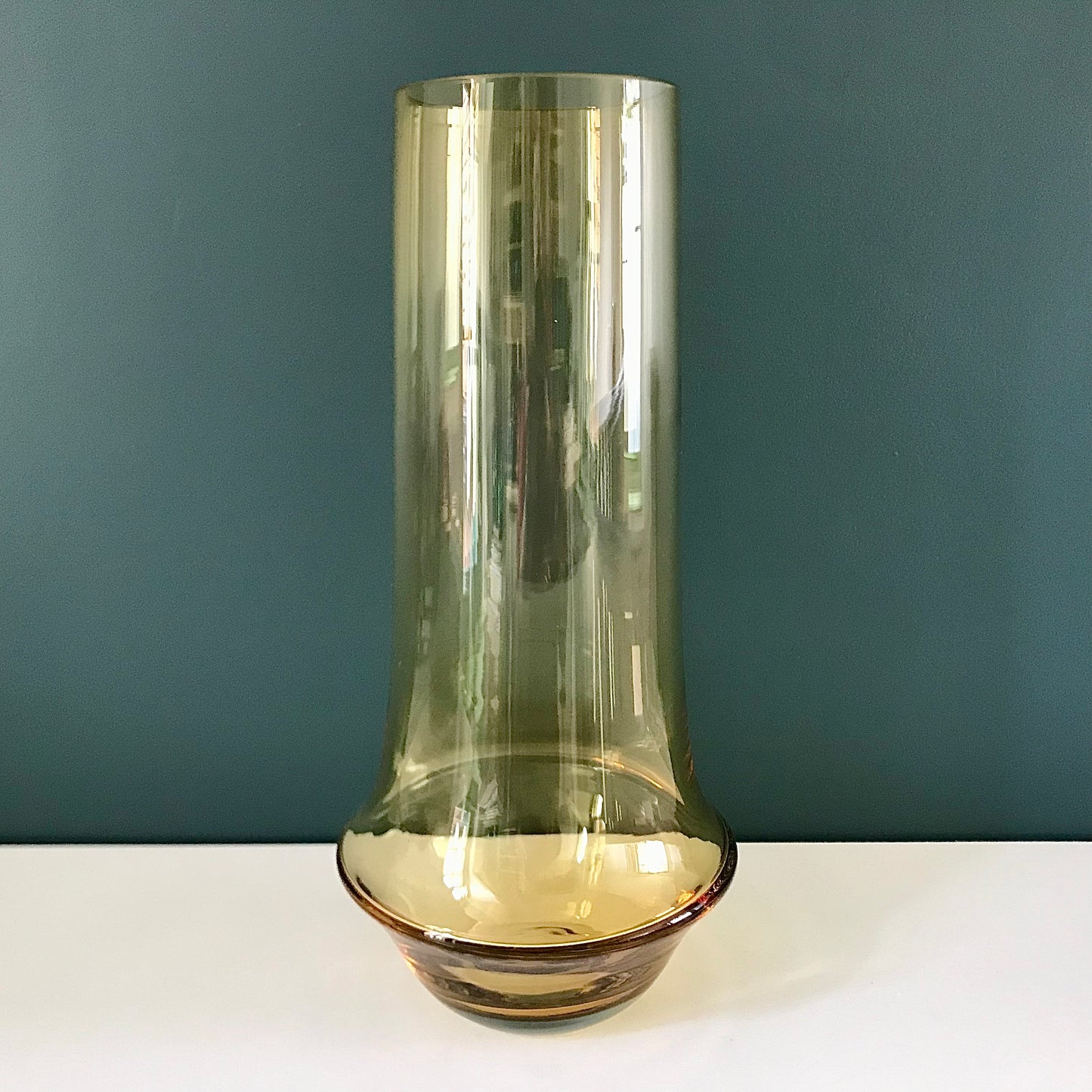 Large Riihimaki Amber Yellow Glass Vase Tamara Aladin 1970s Scandinavian 1378