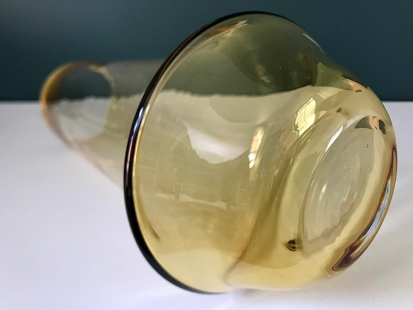 Large Riihimaki Amber Yellow Glass Vase Tamara Aladin 1970s Scandinavian 1378